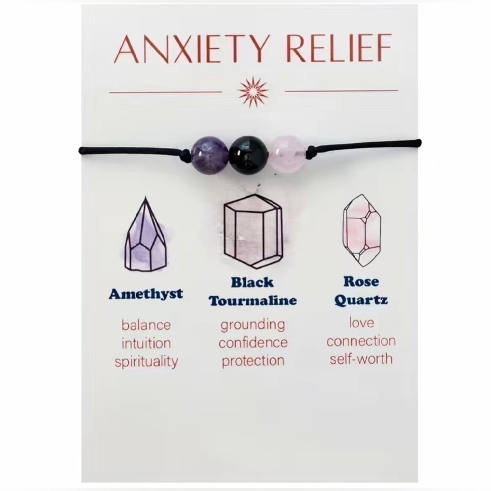 🖤RELIEVE ANXIETY with this adorable gemstone, adjustable bracelet.